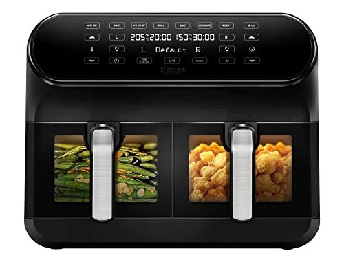 CHEFREEAFW20FreidoraAireDualZone8LAirFryerconVentanadeVisualizacinDobleCestascon8ProgramasPantallaTctilRecetasOnlineCestaAntiadherente