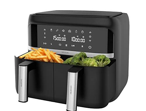 CecotecFreidorasinAceite9LdeAireCalienteCecofryAdvanceDouble2850WDietticaCompactayDigital2CestillosconTemperaturadualyTecnologaPerfectCookTemporizador