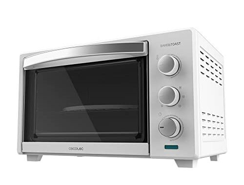 CecotecHornodeSobremesadeConveccin30LBakeToast30004PizzaWhiteGyro1600WMultifuncinPiedraparahornearPizzaPuertaDobleCristalyAceroIncluyeRustidorgiratorio