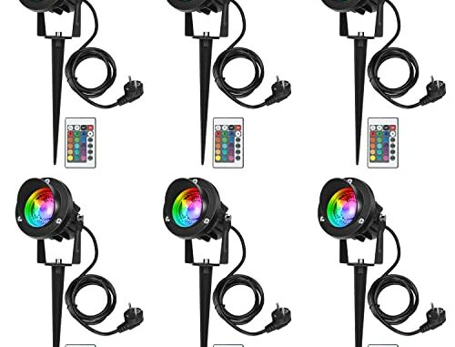 LEDMO6PiezasRGBFocoProyectorExteriorLmparadeCspedRGBconEspicaImpermeableIP65FocosdeJardnconPinchoParaJardnAireLibreCspedPatioDecoracin