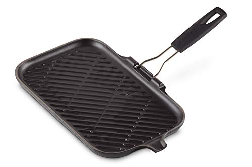 LeCreusetParrillarectangularconmangodesiliconadehierrofundido36x20cmAptoparatodaslasfuentesdecalorinclusoinduccinNegroMate20049000000400