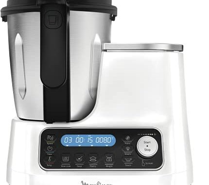 MoulinexClickChefHF4SPRBLRobotdecocinamultifuncin1400W36lrecetarioenCastellano5programasAutotemperaturade30a120C12velocidades32funcionesbsculavaporerablanco