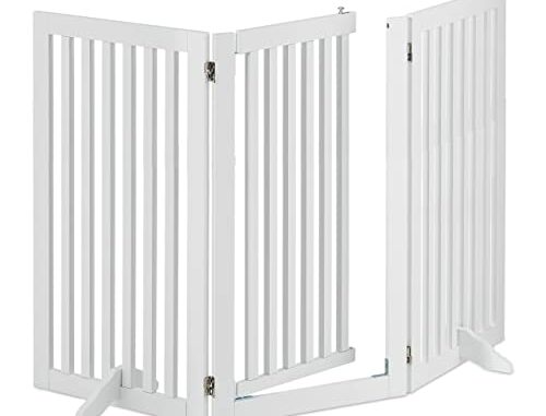 RelaxdaysBarreraSeguridadNiosVallaProtectoraconPuertaparaEscaleras92x154cmPlegablesinTaladrarBlanco100TablerodeFibra