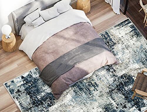VamcheerAlfombraSalnPeloCortoAlfombradereaAbstractasModernasImitacinCachemiraAntideslizantesyLavableAlfombrasDecorativasparaDormitorioComedorPasilloInterioresAzul200x300