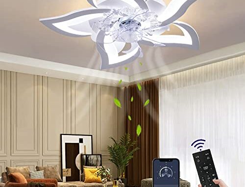 WildcatVentiladordetechoiluminacinLedmodernosilenciosoconcontrolremotoTemporizadorDiseoenformadeflorVentiladorLuzdetechoparadormitorioCocina69CM