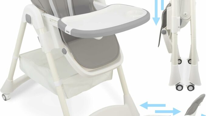 ALMAR Baby Trona de Bebe Evolutiva Gris | Silla de comer para bebe hasta niño 50 kilos, Plegable,