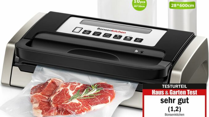 Bonsenkitchen Envasadora al Vacío, Potente y Silencioso, Tecnología Globefish para Trabajo