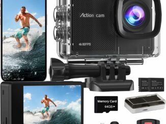 Cámara Deportiva 4K60FPS con Tarjeta 64GB,131FT Cámara Subacuática con 8X Zoom,48MP HD WiFi