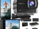 Cámara Deportiva 4K60FPS con Tarjeta 64GB,131FT Cámara Subacuática con 8X Zoom,48MP HD WiFi