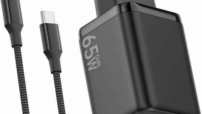 Cargador USB C 65W, Carga Rápida PD3.0 PPS Adaptador Portátil GAN II con Cable USB C Trenzado 2M,