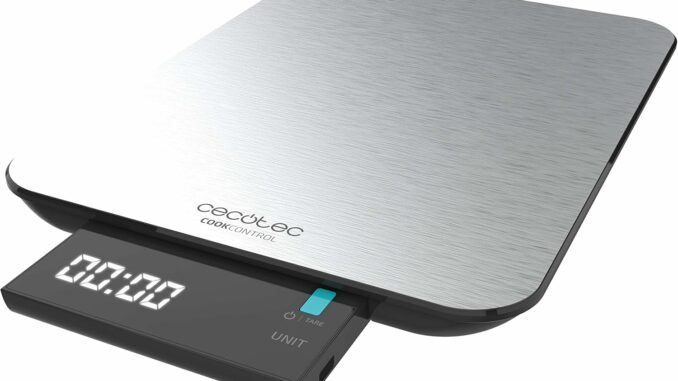 Cecotec Báscula de Cocina Digital Cook Control 9000 Waterproof, Alta Precisión, Acero Inoxidable,