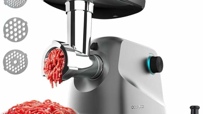 Cecotec Picadora Eléctrica de Carne Crusher 1400 Steel, 1360 W, Óptimo para Picar, Trocear y