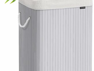 Cesta de Ropa Sucia con Tapa y Asas de Bambú