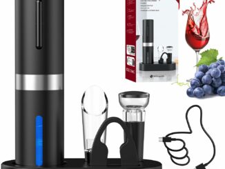 CIRCLE JOY Sacacorchos eléctrico set de regalo recargable 5 en 1 con base de carga, cortador de