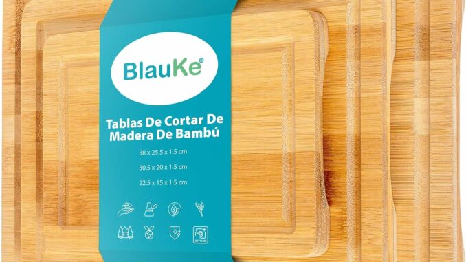 Compra Tabla de Cortar de Madera de Bambú – Juego de 3 Tablas de Madera para Pan, Carne, Queso,