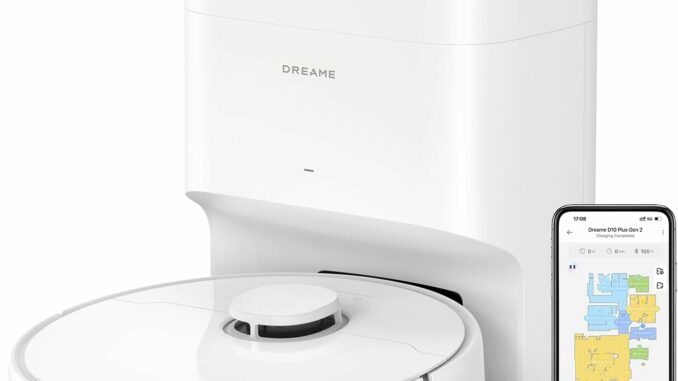 DREAME D10 Plus Gen 2 Robot Aspirador y Fregasuelos 2 en 1 con Base Autovaciado, 6.000Pa, LiDAR