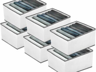 EASEVE Paquete de 6 organizadores de armario y almacenamiento para ropa, 7 rejillas plegables