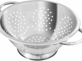 Fackelmann Colador de Cocina y Escurridor en Acero Inoxidable, Colador con Asas y Peana Estable,