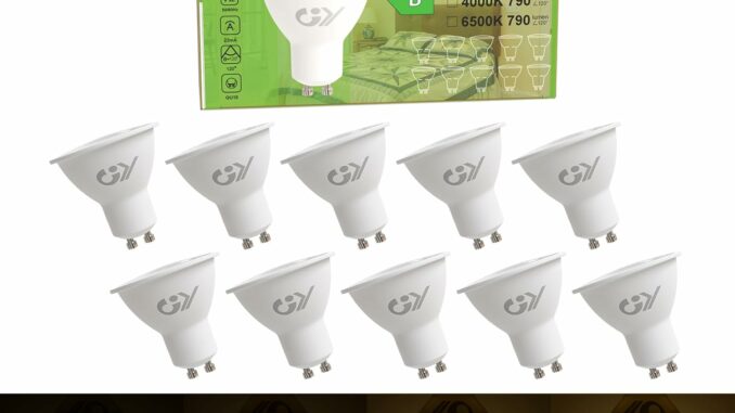 GY Bombilla LED GU10 Regulable 4.9W 780LM, 3000K Blanco Cálido, 110° Ángulo de Haz, Ahorro de