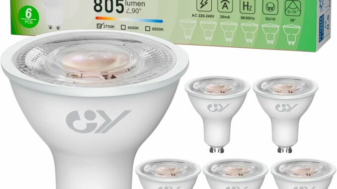 GY GU10 LED spot 4.5W bombilla led gu10, Blanco Cálido 2700K 805 Lumen, 4.5W equivalentes a 100W,