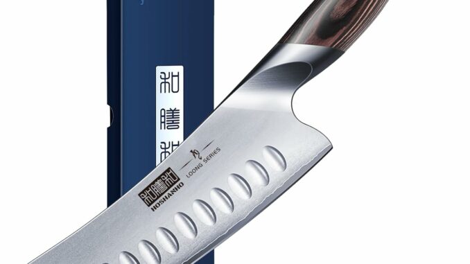 HOSHANHO Cuchillo Santoku Profesional de 18cm, Cuchillo de Chef Súper Afilado de Acero Inoxidable,