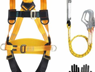 JAOGAUS Arnés de seguridad anticaídas con doble cuerda y ganchos, arnes corporal ajustable para