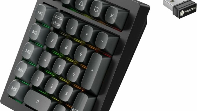 Keychron V0 Ultra 8K Teclado Numérico Inalámbrico, 27 Teclas, 8000 Hz Polling Rate, 2,4 GHz/BT