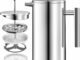KICHLY Cafetiere Cafetera de prensa francesa de acero inoxidable de 8 tazas, prensa de café con