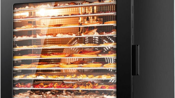 Kwasyo Deshidratador de Alimentos de 12 Bandejas de Acero Inoxidable, Todo en Negro, Estructura de