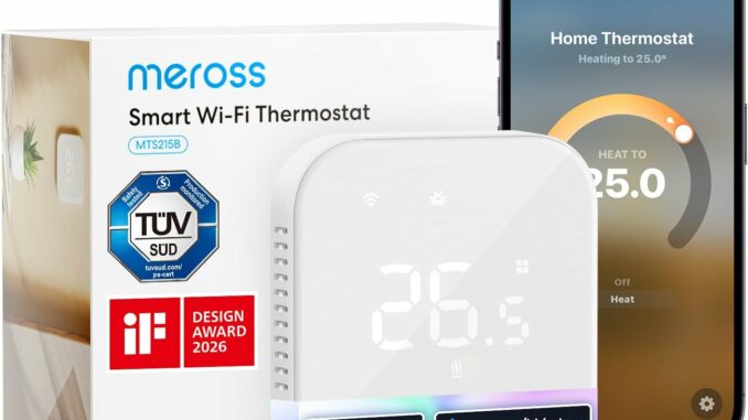 Meross Termostato Calefaccion WiFi Matter, Termostato WiFi Caldera Gas Condensación, Compatible con