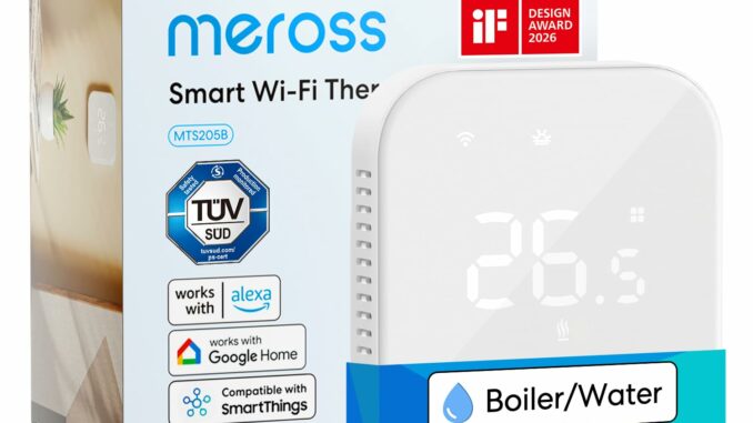 Meross Termostato Calefaccion WiFi para Calderas, Termostato WiFi para Calefacción por Suelo