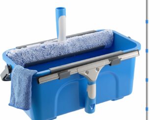 Mitclear Kit de Limpieza de Ventanas, 8 Piezas, Cubo de 12L, Escobilla de Silicona 35CM, Rasqueta 35CM, Mango 196CM,