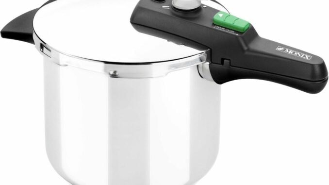 MONIX Quick Olla Express de 7 Litros, Fabricada en Acero Inoxidable, con Triple Sistema de