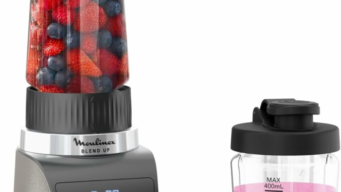 Moulinex Blend Up, Batidora personal potente 1000 W, 8 programas automáticos, pica hielo, ideal