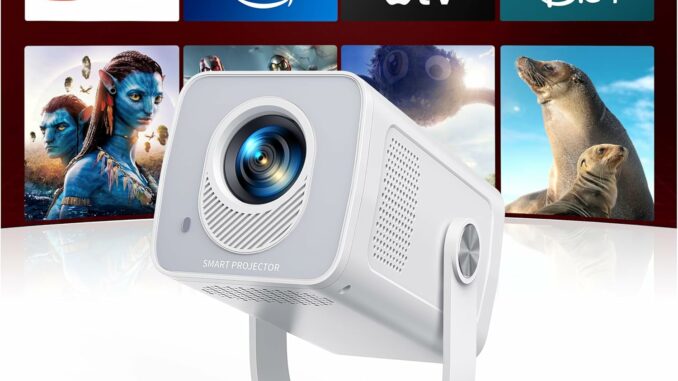 Proyector【Android 14 App Integrada & Auto Keystone】 Proyector Portátil 4K/1080P Soporte Tiro