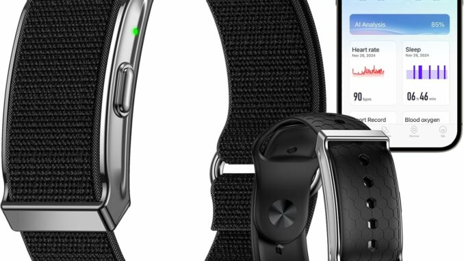 Pulsera de Actividad sin Pantalla Hombre Mujer, Smart Band con Análisis de IA, SpO2, Pulsómetro,