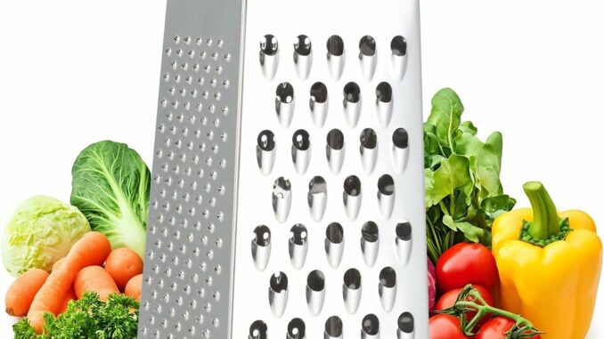 Rallador de Cocina de Acero Inoxidable, Rallador Cuadrado de 4 Caras, Rallador de Queso Manual,
