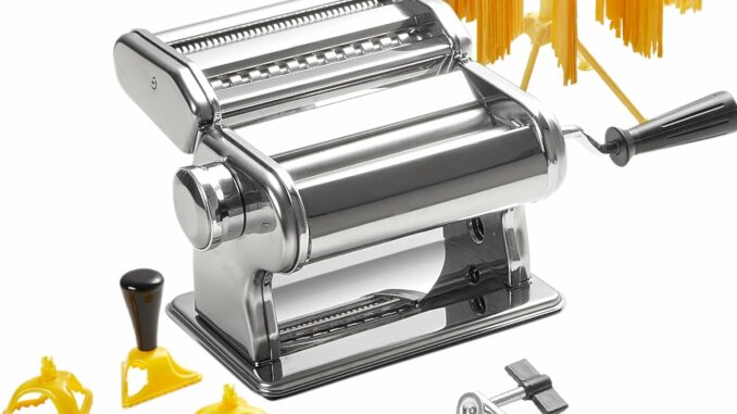 ROSSETTO Máquina para pasta manual con secador – Máquina de pasta de acero inoxidable con 9