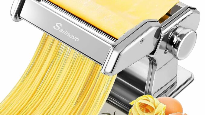 Sailnovo Maquina Para Hacer Pasta, 180 aleación de aluminio Maquina Pasta Fresca, con 9 Ajustes de