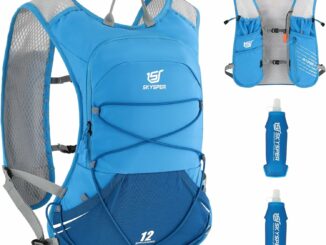 SKYSPER Chaleco de Hidratación Running 12L, Chaleco Ligero con 2 Botellas 500ML y Diseño