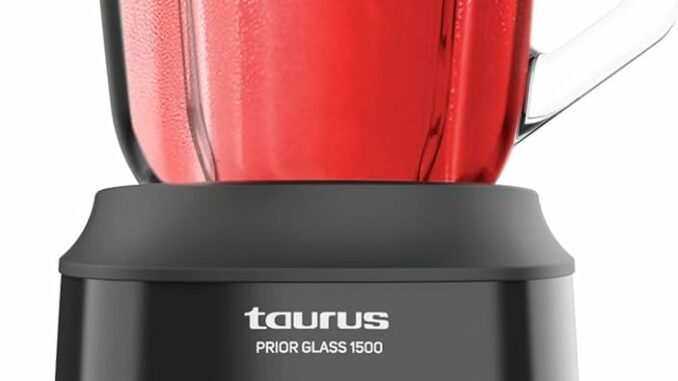 Taurus – Batidora de Vaso 1500W | 2 Velocidades + TURBO | Cuchillas 4 Filos Extraíbles | 2