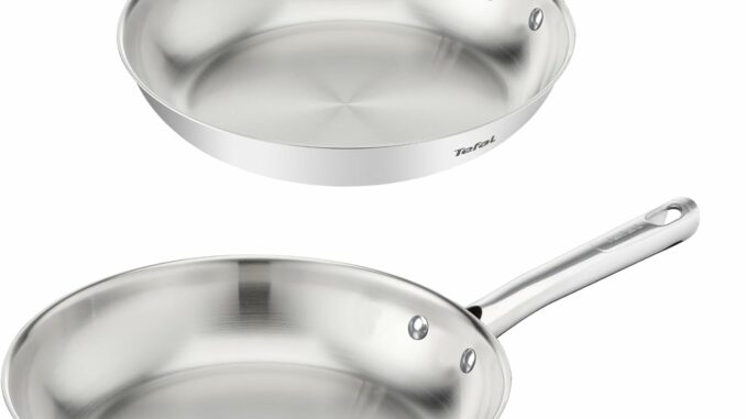 Tefal Duetto On – Juego de Sartenes de 24/28 cm, Acero inoxidable, Cocción rápida y uniforme, Apto