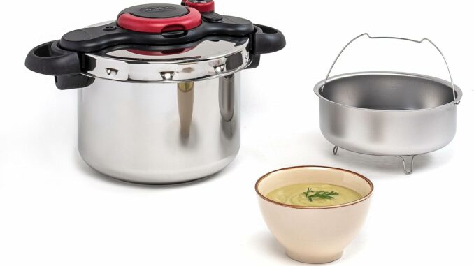 Tefal Olla a Presión Clipso Minut Easy 6 L – Acero Inoxidable, Modos de cocción de alta y baja