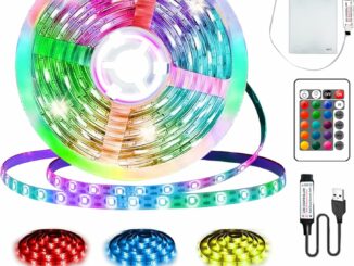 Tira de luces LED con batería, 3 metros, tira de LED RGB 5050 de 90 LED, tira de LED alimentada por