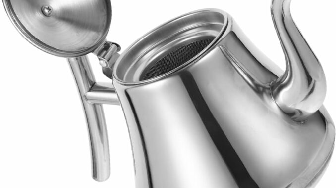 Toyvian Tetera de Acero Inoxidable 15L Infusor para Hojas Sueltas Compatible Cocina de Inducción