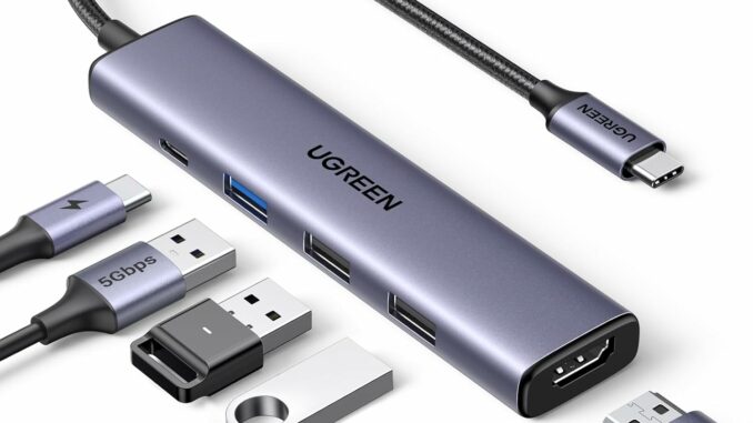 UGREEN Revodok 105 Hub USB C HDMI 4K Adaptador Tipo C 5 en 1 con 100W PD Carga Compatible con