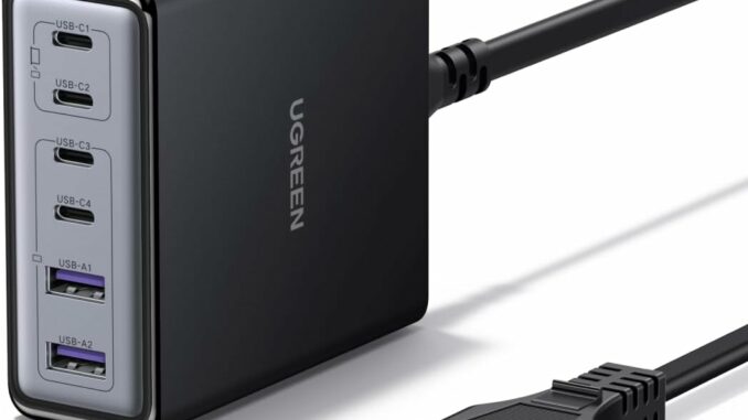 UGREEN Zapix 100W Cargador USB C Estación de Carga GAN con 6 Puertos Cargador de Sobremesa