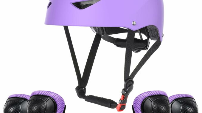 ValueTalks Set de Protección Patinaje, Protección Infantil Consta de Casco Ajustable Rodilleras