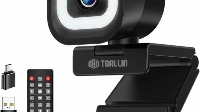 Webcam HD 1080P con Micrófono y Anillo Luz