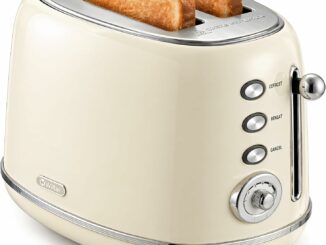Wiltal Tostadora Retro 2 Ranuras Anchas de Acero Inoxidable – Tostador de Pan Compacto con Rejilla
